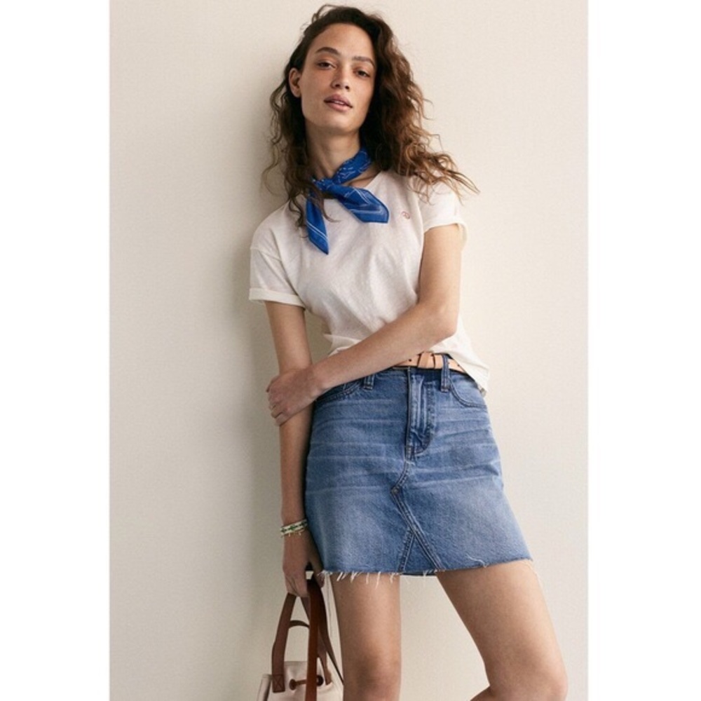 Madewell Women’s Mini Skirt Jean Size 30 Frisco Denim A Line Cut Off - Picture 3 of 12